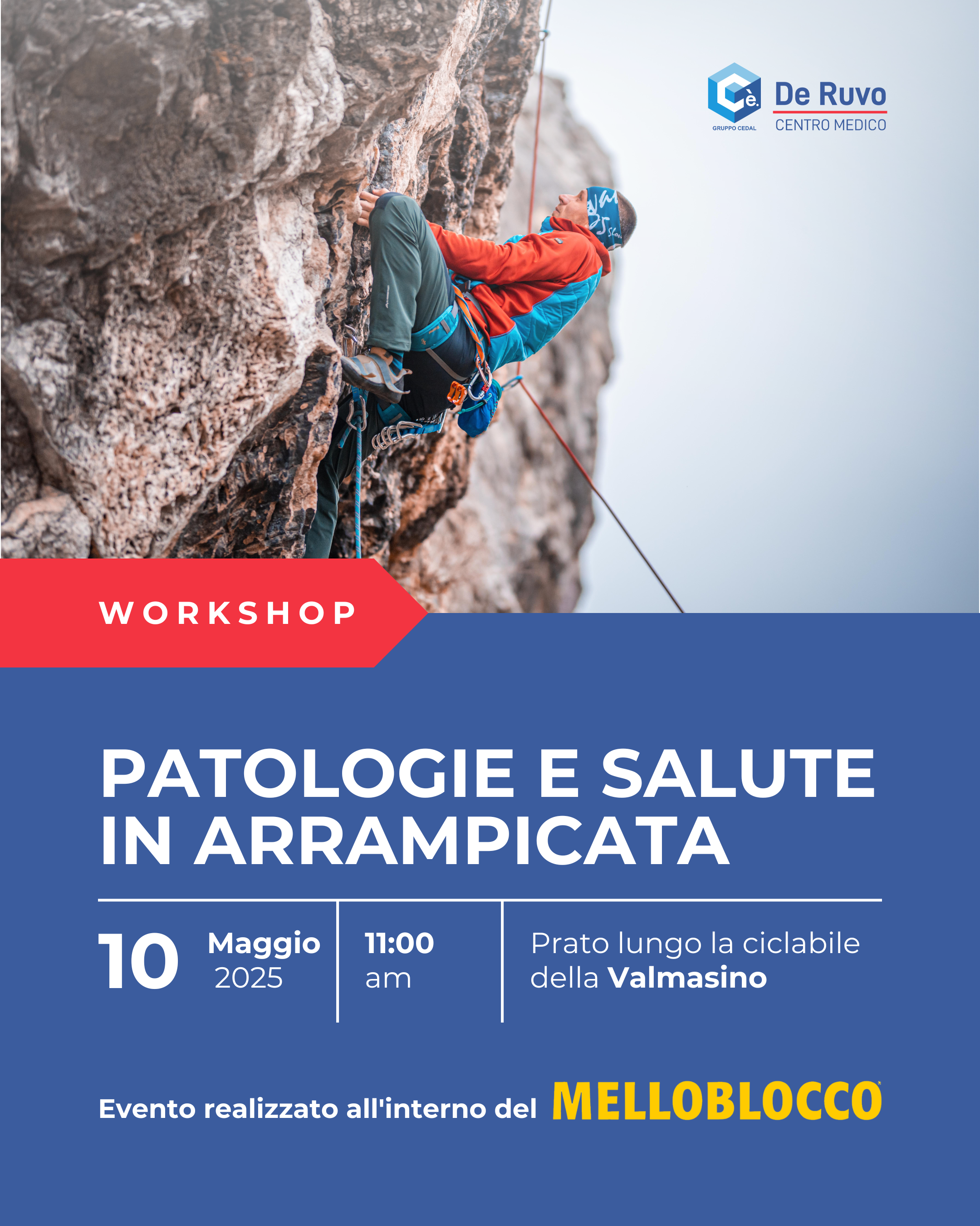 MELLOBLOCCO 2025 // “Patologie e salute in arrampicata” – Workshop teorico-pratico firmato Centro De Ruvo
